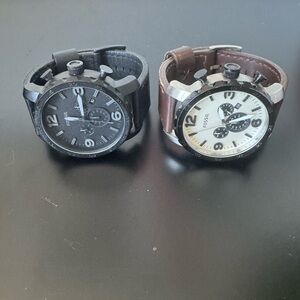 Fossil Men's Black and Brown Watches